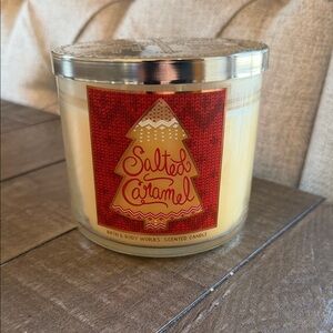 Bath & Body Works Salted Caramel Candle - Cream and Gold